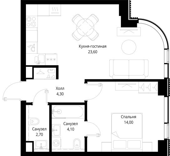 1-комнатная, 452,6 м²